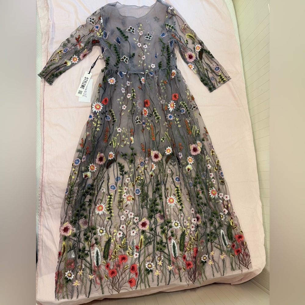 STYLEWE Floral Embroidered Midi Dress - Multicolor